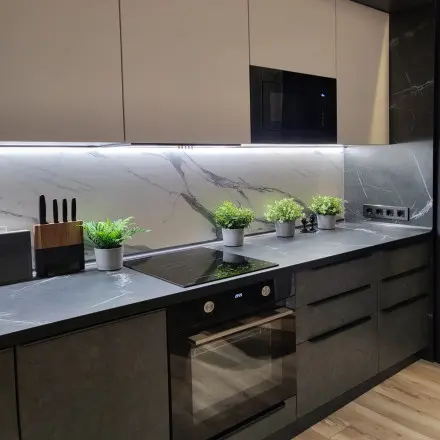 Кухня Бетон темный Бетон светлый Софт Латте